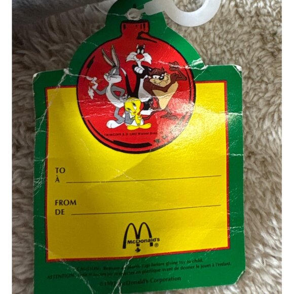 1992 Warner Bros McDonalds Looney Tunes Bugs Bunny Plush Christmas Ornament 12" - Picture 5 of 6